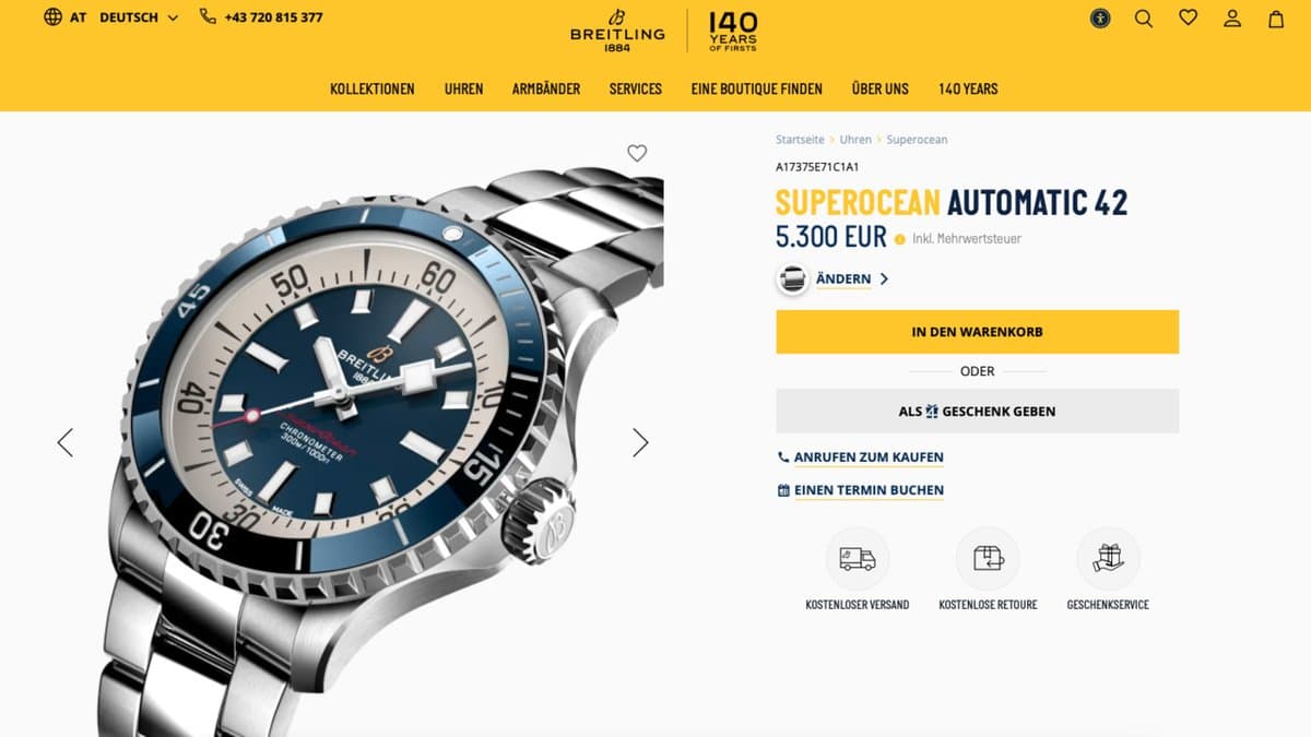 Breitling * SUPEROCEAN AUTOMATIC 42ММ A17375E71C1A1/СИНИЙ ЦИФЕРБЛАТ/БРАСЛЕТ 2