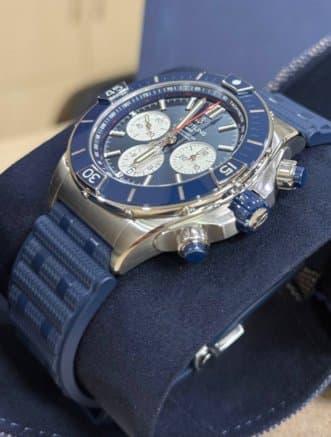 Breitling * SUPER CHRONOMAT B01 44ММ AB0136161C1S1/СИНИЙ ЦИФЕР С БЕЛЫМИ НАКОПИТЕЛЯМИ/СИНИЙ КАУЧУК 3