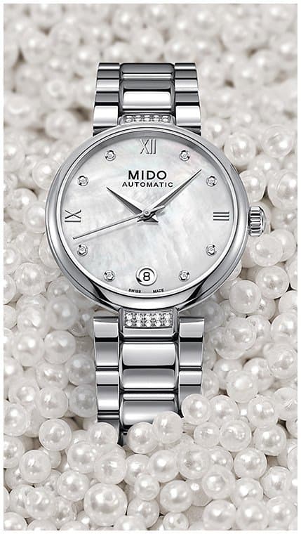 Mido Baroncelli II Donna Auto M0222076111611. Перламутровый цифер / Браслет / 28 бриллиантов / d=33mm 2