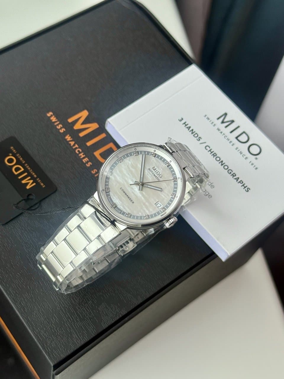 Mido COMMANDER M014.207.11.116.80 ПЕРЛАМУТРОВЫЙ ЦИФЕРБЛАТ, БРИЛЛИАНТЫ НА МЕТКАХ, МЕХАНИКА, ШИКАРНЫЙ БРАСЛЕТ. 4