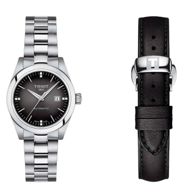 Tissot T-My Lady Auto T1320071106600. Браслет + ремешок / Черный цифер / 8 брил / d=29mm