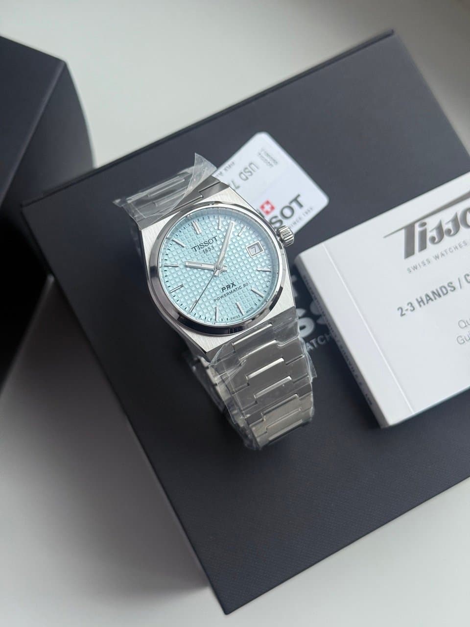 Tissot PRX 35mm AUTOMATIC TIFFANY T137.207.11.351.00 МЕХАНИКА, ГОЛУБОЙ ЦИФЕРБЛАТ В СТИЛЕ ПЛИТКИ, ХИТ. 6
