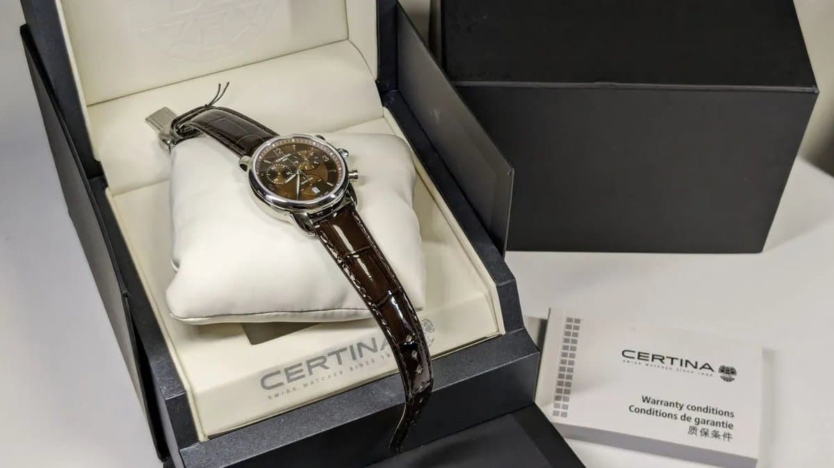 Certina C025.217.16.297.00 DS PODIUM CHRONOGRAPH гильошированный циферблат, коричневый кожаный ремешок, корпус 35мм (ЖЕНСКИЕ) 10