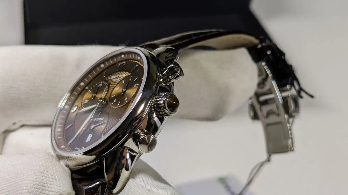 Certina C025.217.16.297.00 DS PODIUM CHRONOGRAPH гильошированный циферблат, коричневый кожаный ремешок, корпус 35мм (ЖЕНСКИЕ) 6