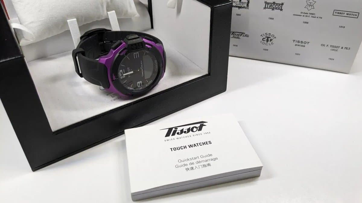 Tissot T081.420.97.057.05 T-TACTILE T-RACE TOUCH чёрный циферблат, чёрный каучуковый ремешок, фиолетовый алюминиевый корпус 42мм (МУЖСКИЕ) 9