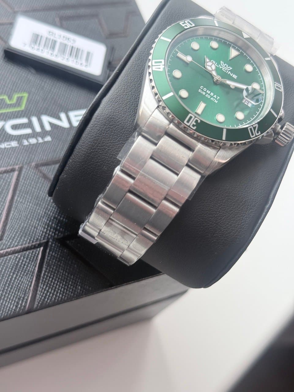 Glycine COMBAT QUARTZ GL1063 HULK! ЗЕЛЁНЫЙ ЦИФЕР И БЕЗЕЛЬ, САПФИР, ЦИКЛОП, ОТЛИЧНЫЙ СТАЛЬНОЙ БРАСЛЕТ! 4